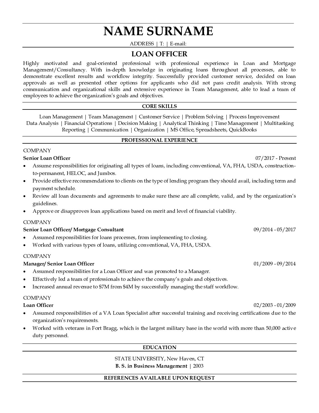 Professional Loan Officer Resume Examples In 2 Clicks ResumeGets