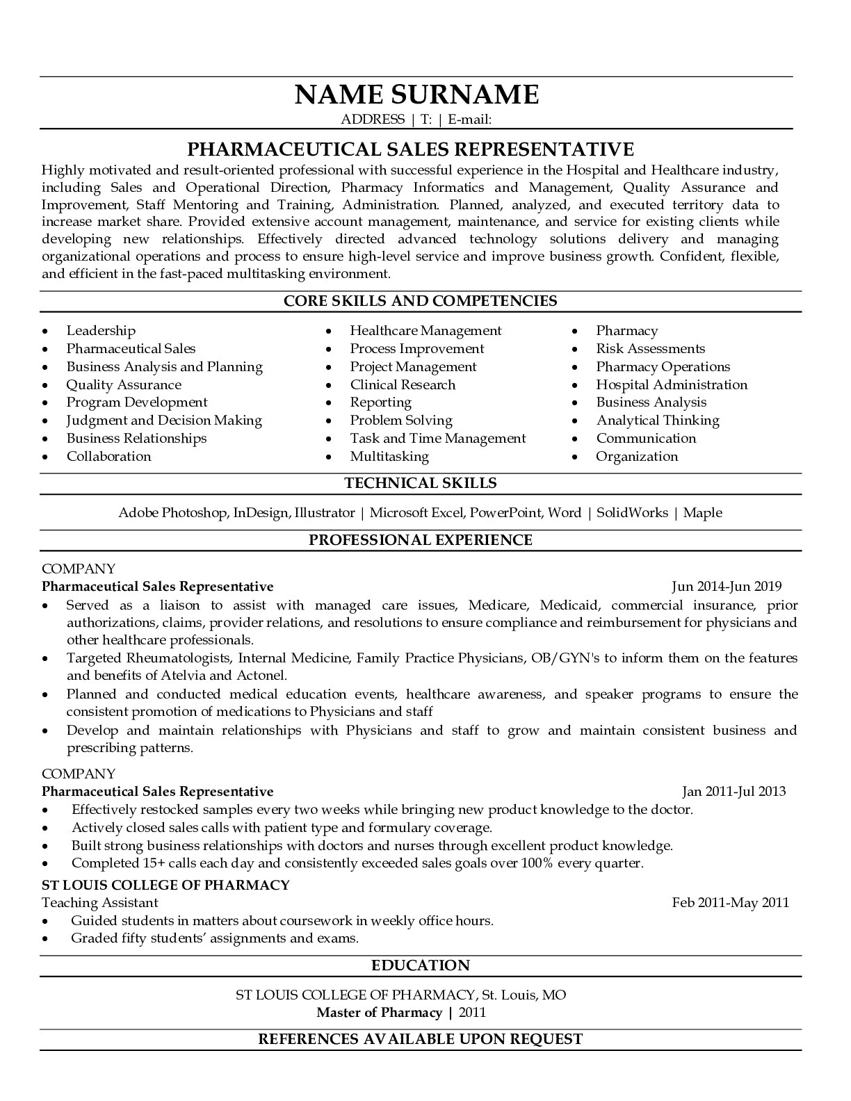 Pharmaceutical Sales Representative Resume Examples ResumeGets Com   Pharmaceutical Sales Representative 