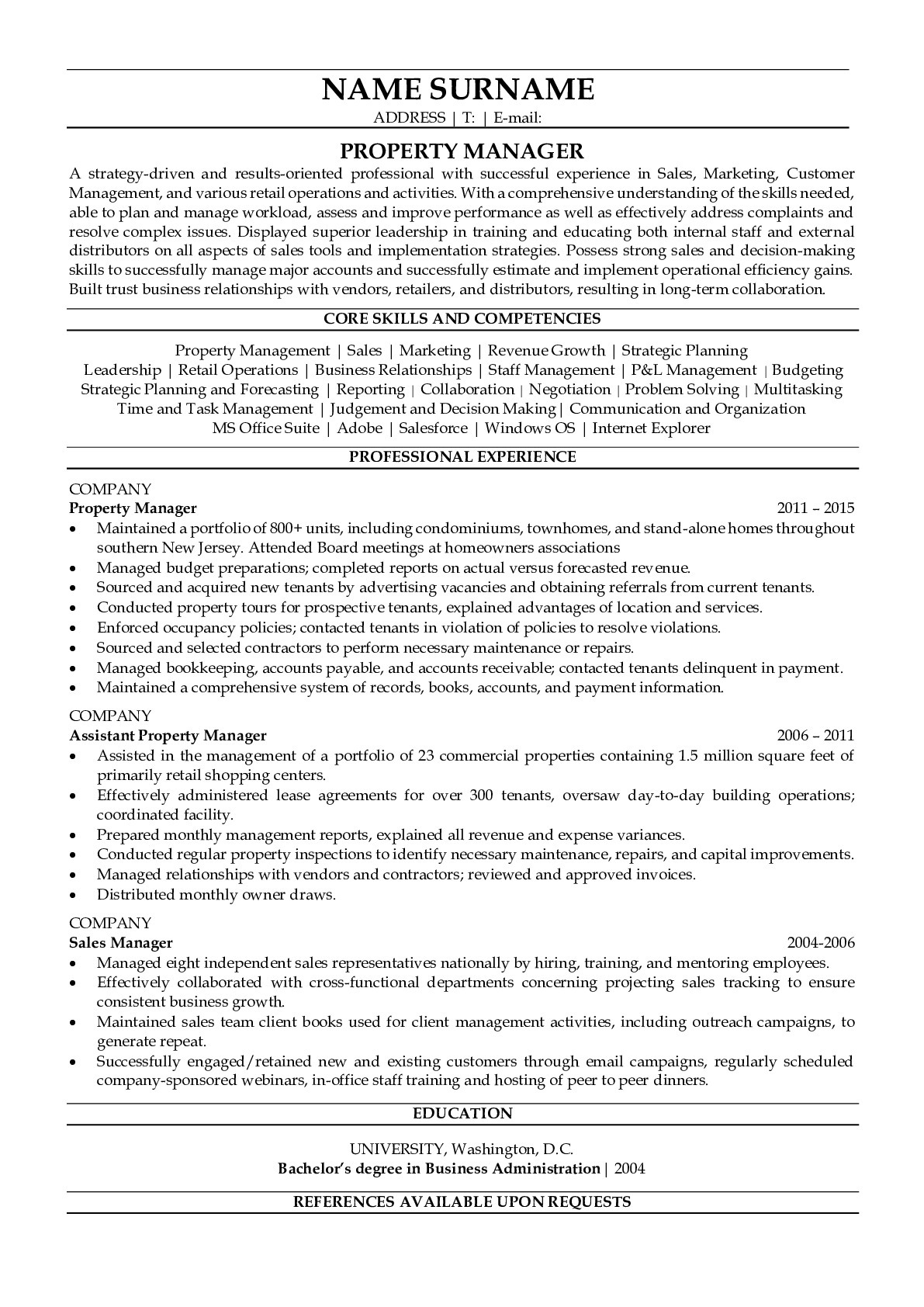 Resume Example for Procurement Manager