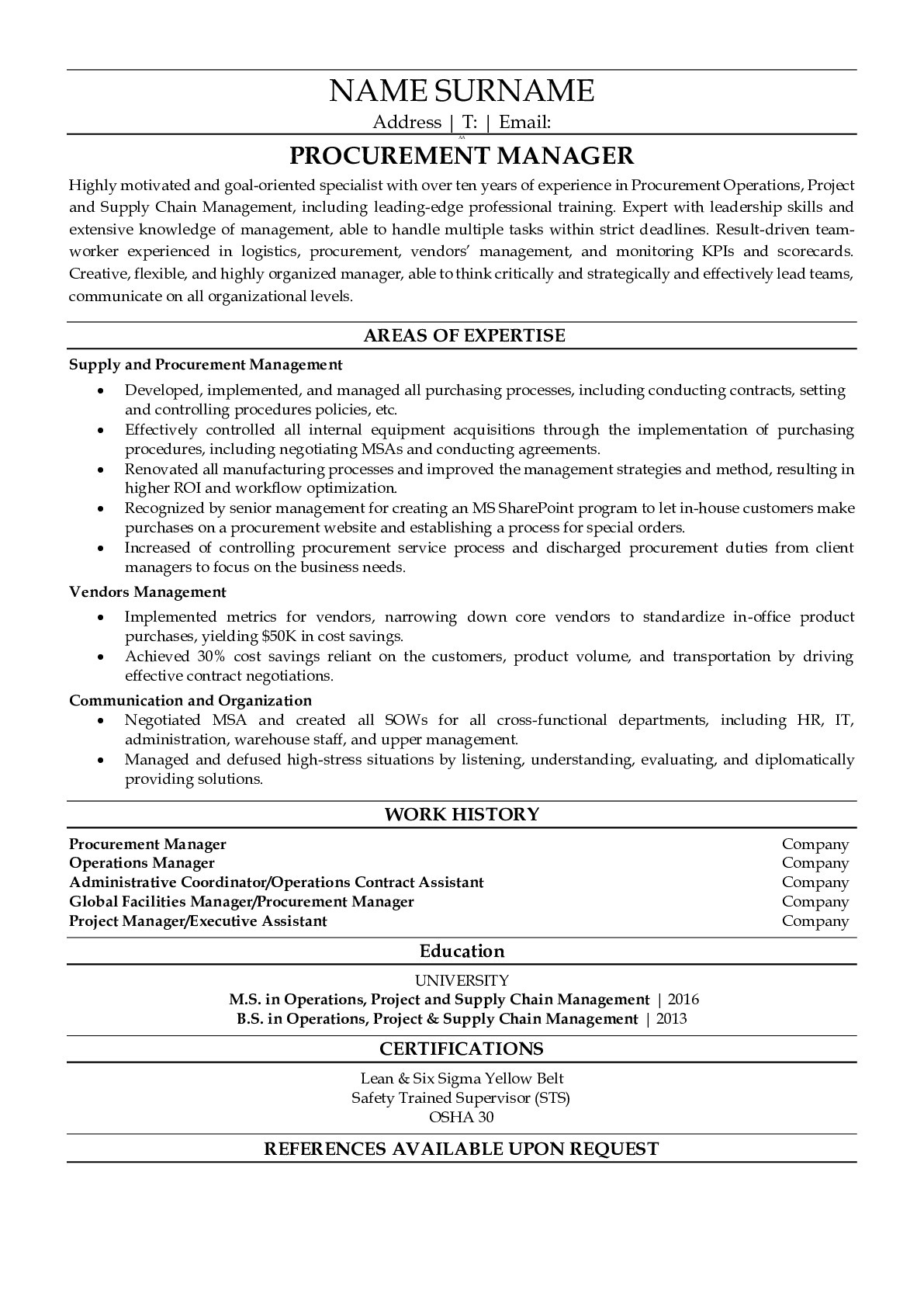 property manager objective on resume