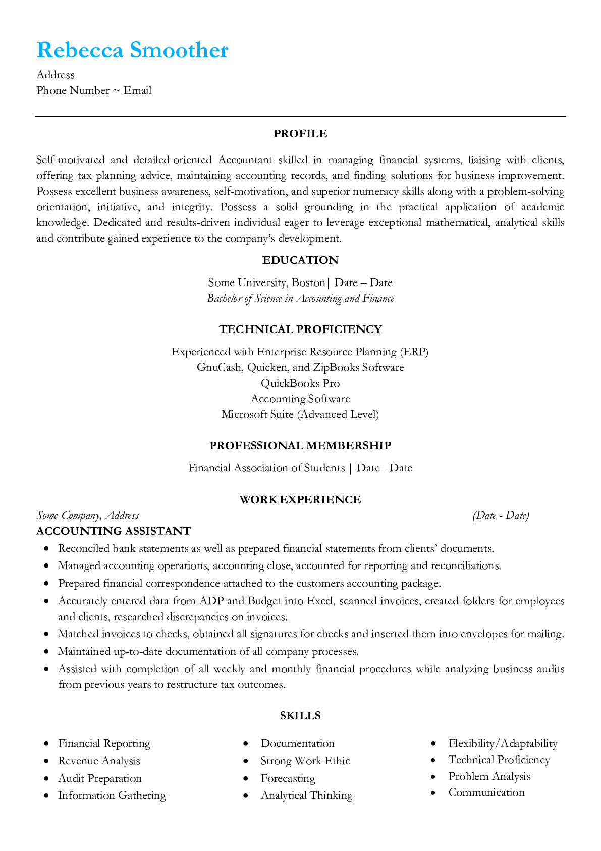 Accounting Assistant Resume Examples - Download | ResumeGets.com