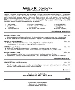 Resume Example for Actor