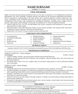 Resume Example for Civil Engineer