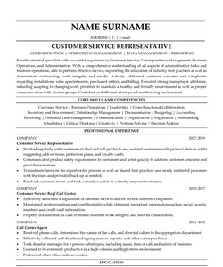 Resume Example for Customer Service Representative