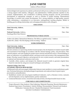 CV Example for Academic Professional