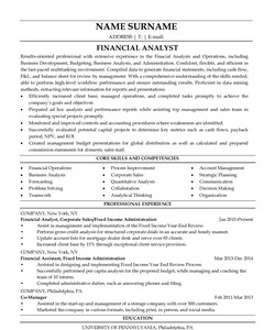 Resume Example for Financial Analyst