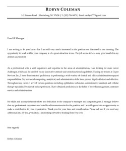 Administrative Assistance Follow Up Letter
