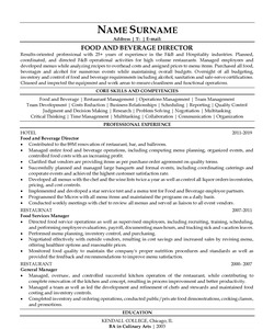 Food and Beverage Director Resume Example