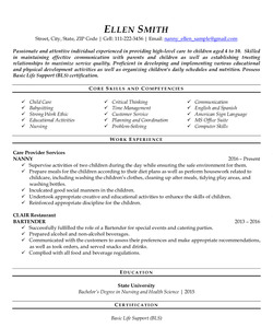 Resume Example for Nanny