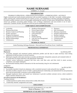 Resume Example for Pharmacist