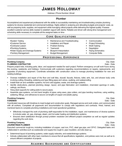 Plumber Resume Skills and Job Descriptions Sample