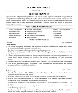 Resume Example for Product Manager