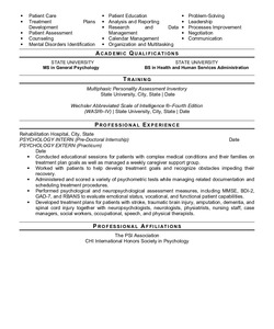 Resume for Psychology