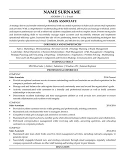 Resume Example for Sales Associate