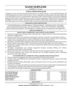 Resume Example for Social Media Manager